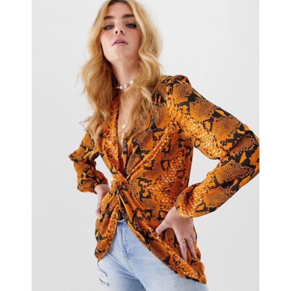 ASOS Snakeskin Twist Top